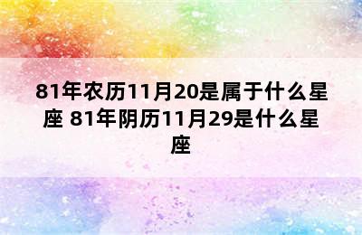 81年农历11月20是属于什么星座 81年阴历11月29是什么星座